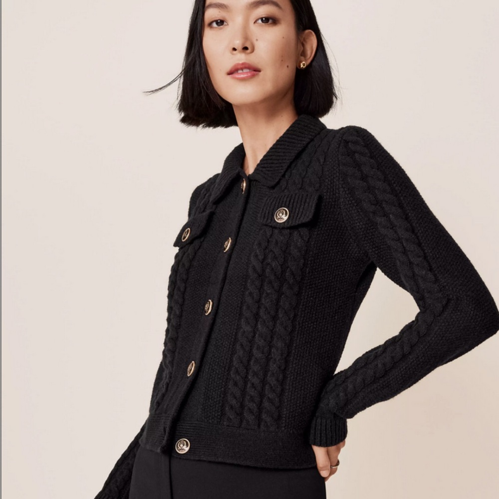 Collared Cable Sweater Jacket - image 1